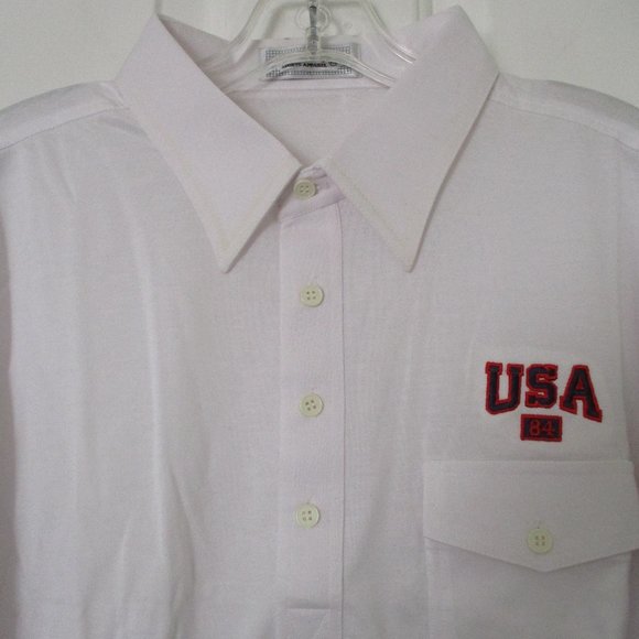 USA Olympics 1984 Mens S/S White Golf Polo Shirt NWOT - Large* - Picture 1 of 2